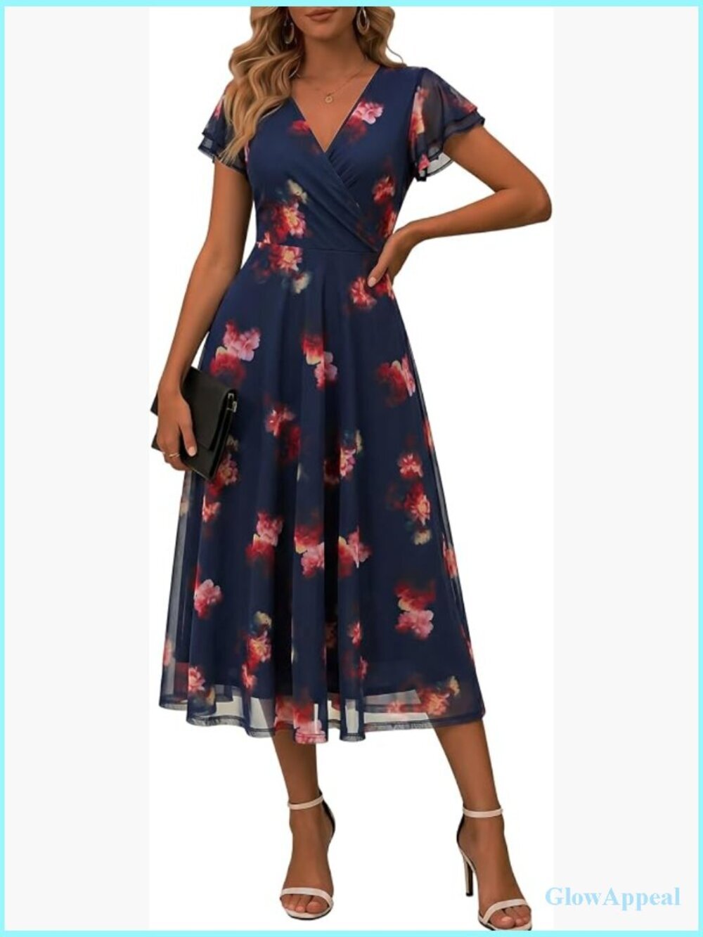Women's Floral Maxi Dress V Neck A-Line Summer Casual Wedding Guest